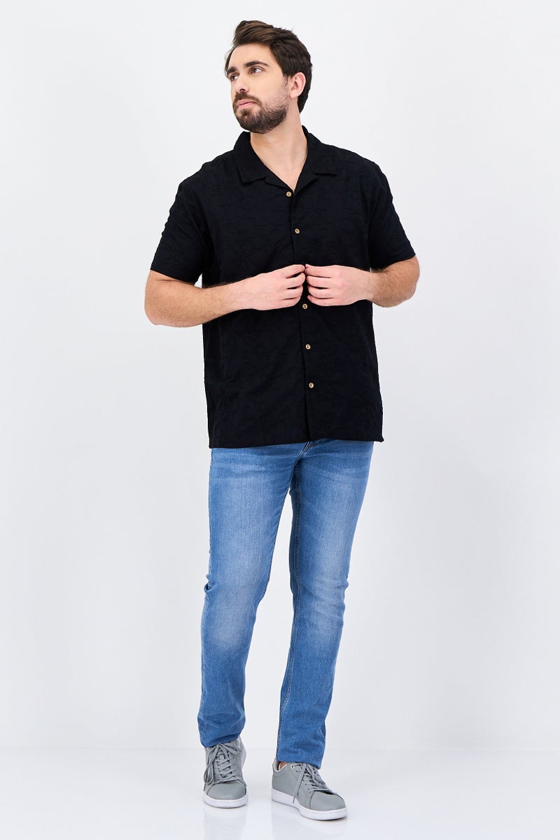 Threadbare Men Regular Fit Short Sleeve Embroidered Casual Shirt, Black - Image 4